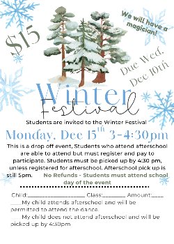 winter background on school flyer - English